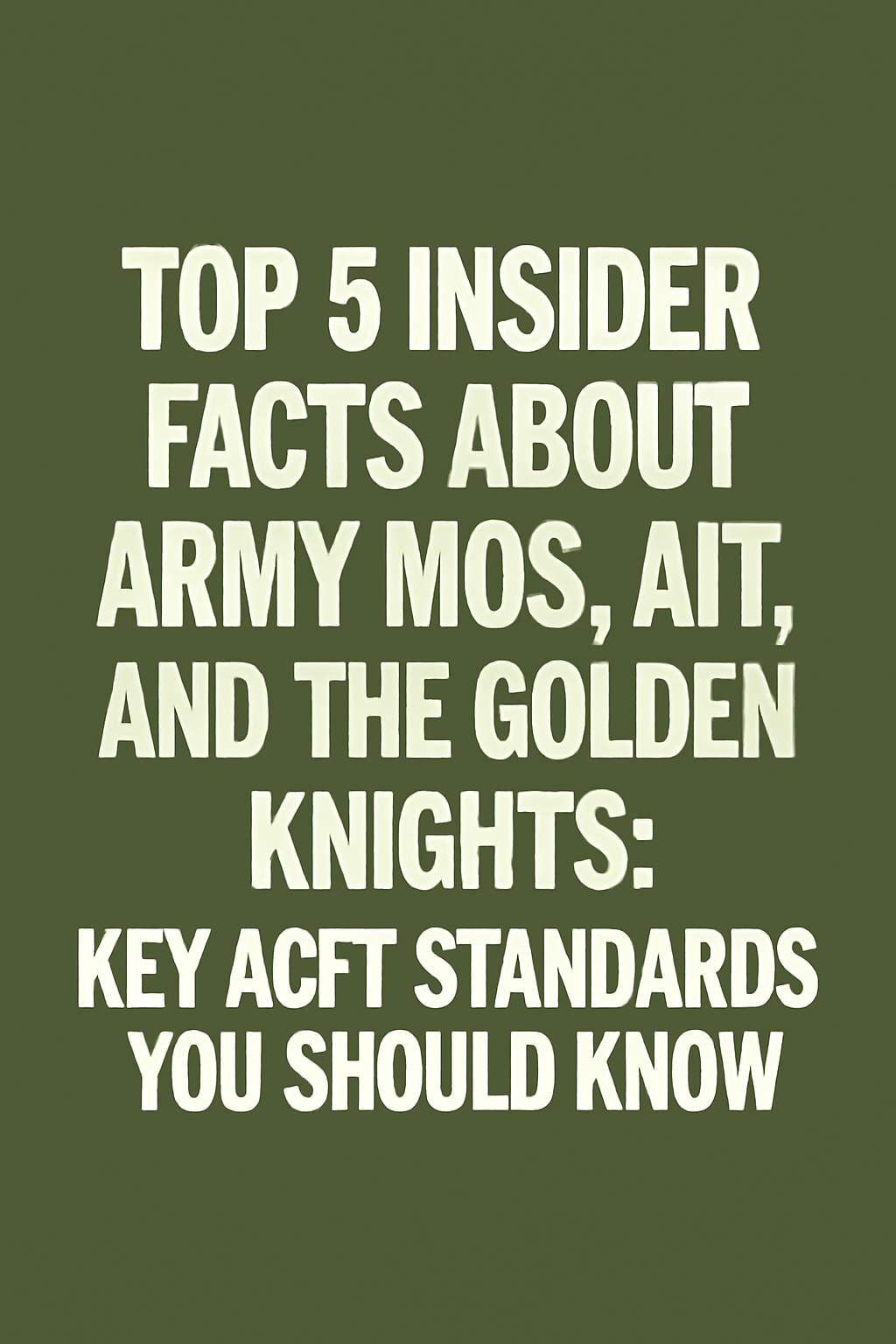 Top 5 Insider Facts About Army MOS, AIT, and Golden Knights: ACFT Standards You Need to Know